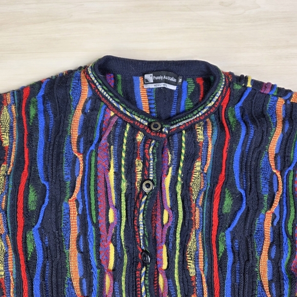 Purely Australian Vintage Cardigan Chunky Colourful Coogi Style Small Read - Picture 3 of 9